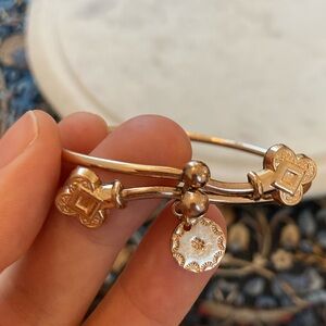 Antique Victorian Rose Gold-Filled Bypass Charm Bracelet Diamond & Club Motifs